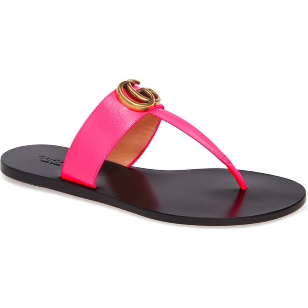 NWT Gucci Marmont Thong Sandal - Fluo Pink